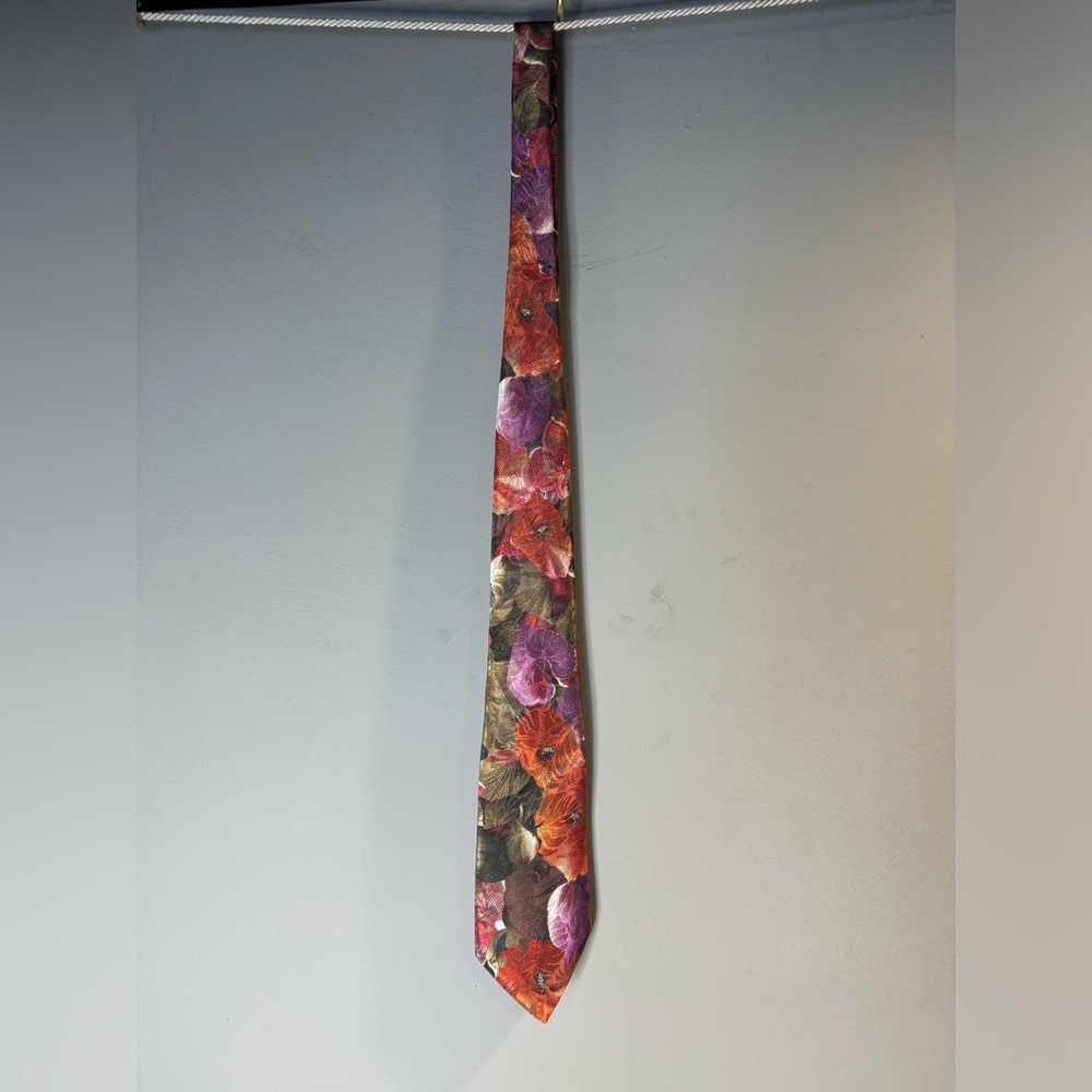 Floral necktie- orange, purple & green